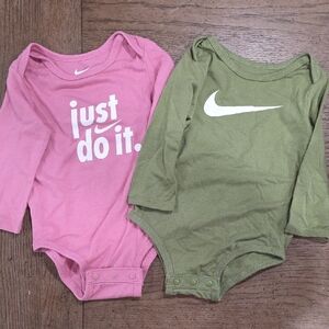 Nike Pink and Green Bodysuits Soft Cotton One Pieces